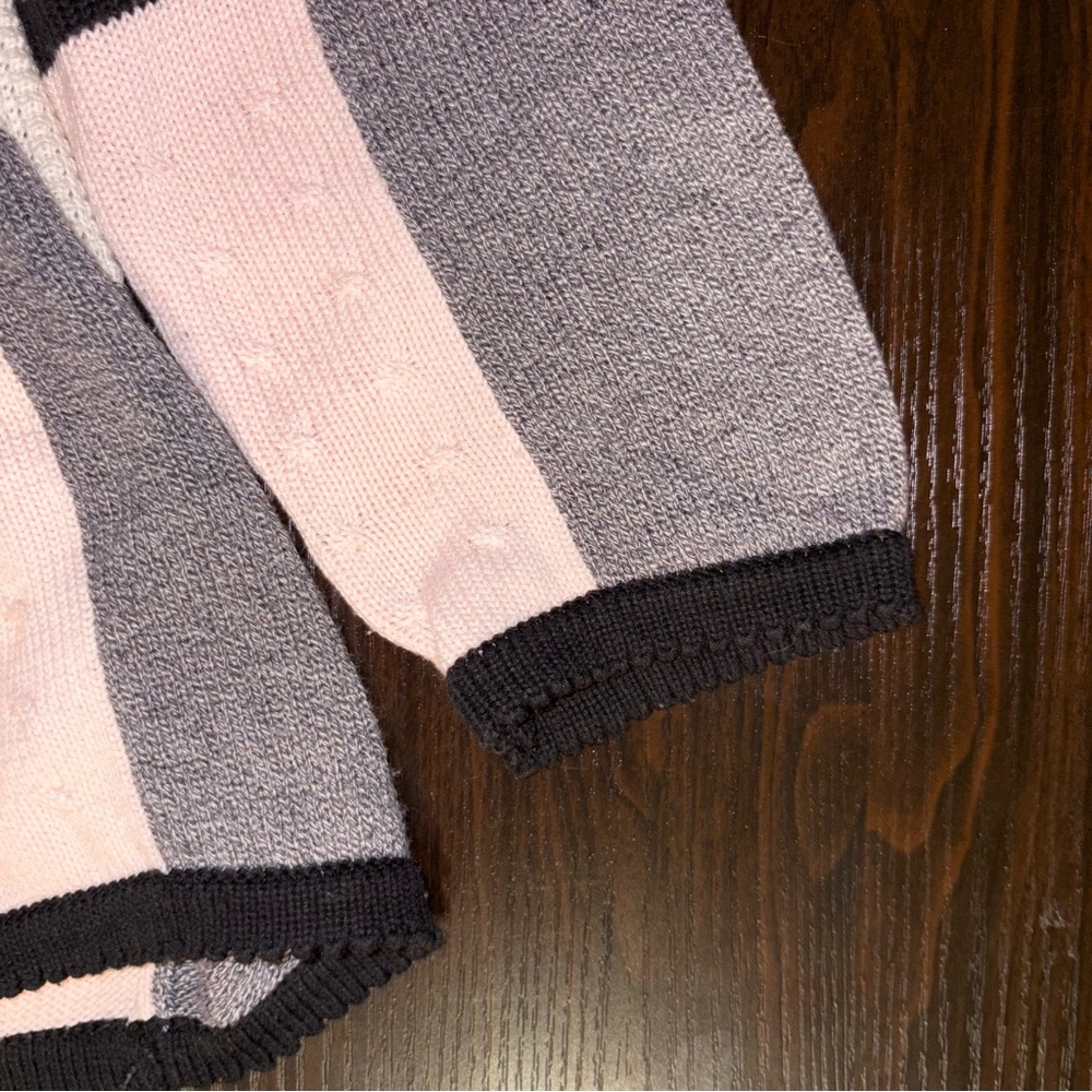 Checkered Black and Pink Cardigan Sweater - Picture 3 of 4